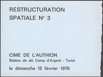 <em>Restructuration spatiale n°3</em>, février 1970<br />Carton d'invitation en trois volets à la 3ème restructuration spatiale
