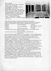<em>Biographie et intentions rédigées en 1970</em>, 1970<br />Biographie et texte synthétiques portant sur les intentions sous-jacentes à l'œuvre de Noël Dolla